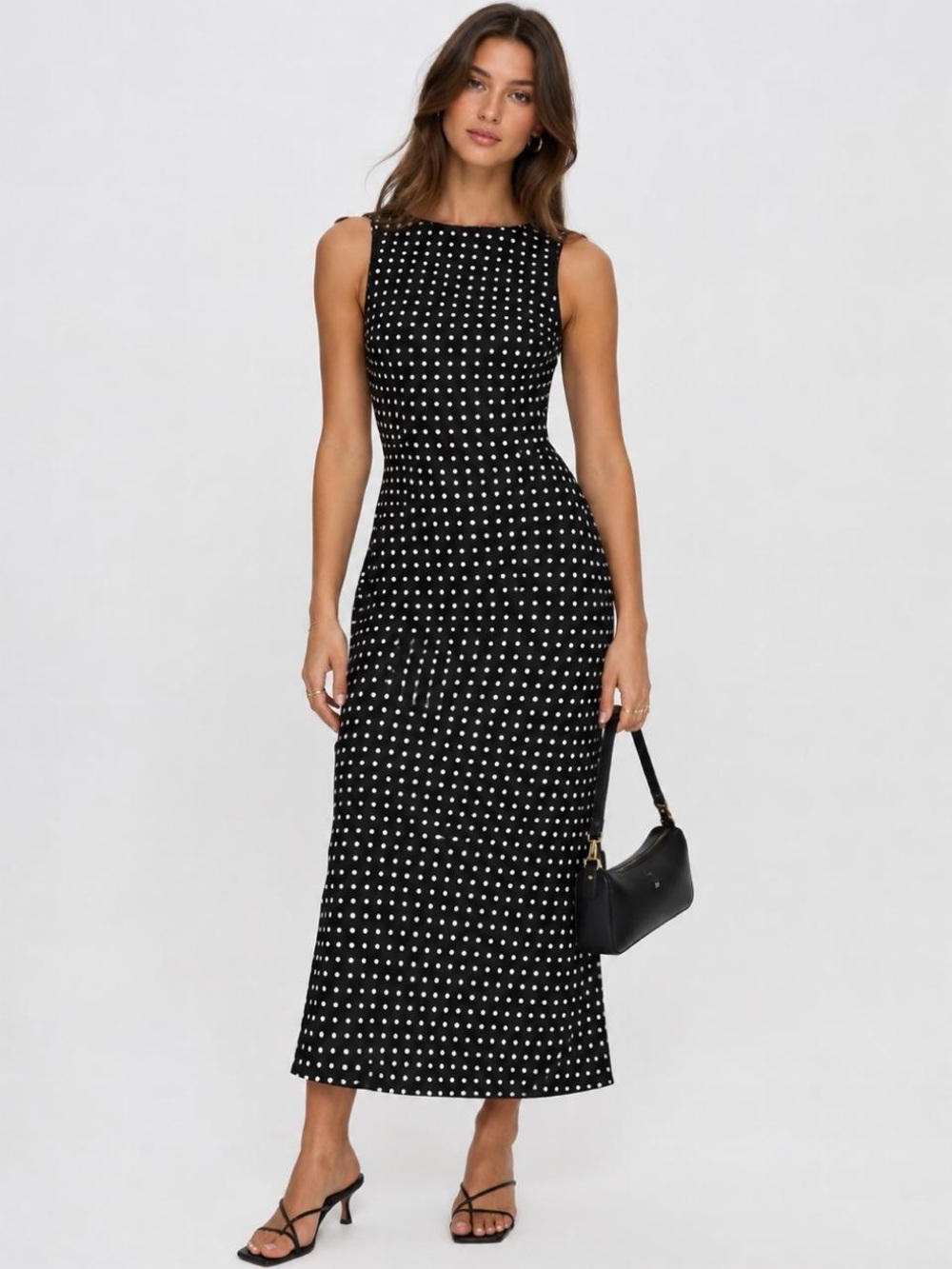 Princess Polly Black & White Polka Dot Midi Dress